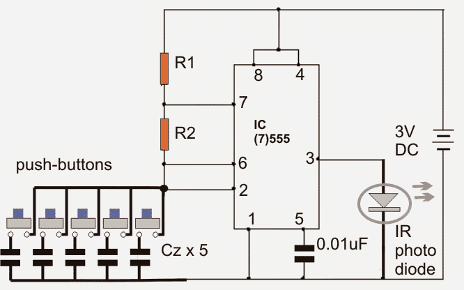 multiple appliance remote control transmitter circuit