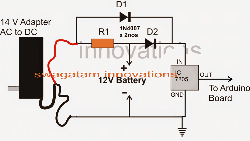 Arduino Mains Failure Battery Backup Circuit - Homemade Circuit Projects