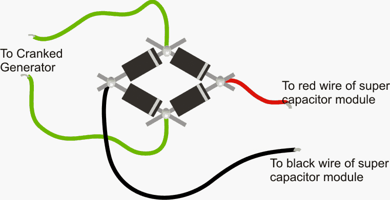 How to connect bridge rectifier with super capacitor