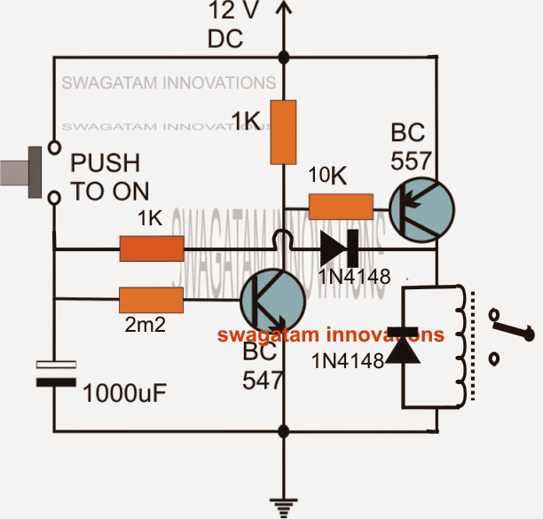 long duration timer circuit using transistors only