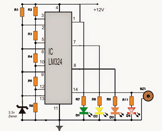 Car Battery Voltage Monitor Circuit | Homemade Circuit Projects