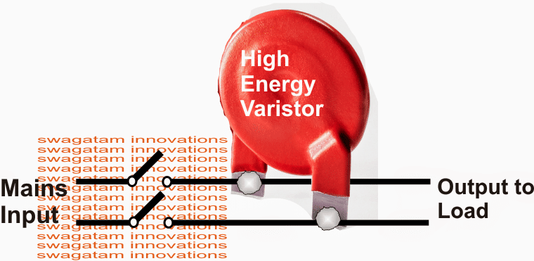 how to connect a high energy varistor on mains AC input