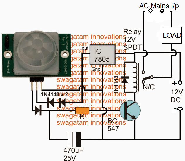 PIC motion sensor circuit using one transistor