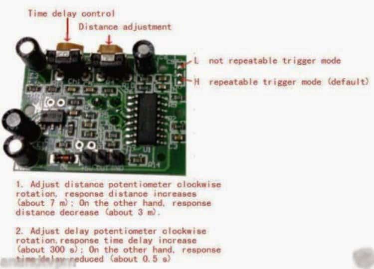 PIR module preset adjustments details