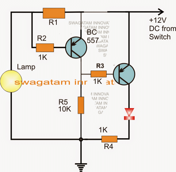 Car Blown Brake Light Indicator Circuit to Detect Broken Bulb Filament