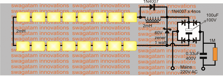 1 watt LED Lamp Circuit Diagram using SMD LEDs