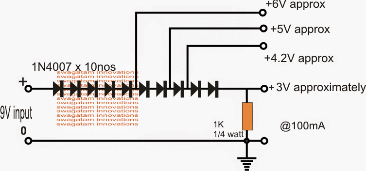 voltage regulator using rectifier diodes in series