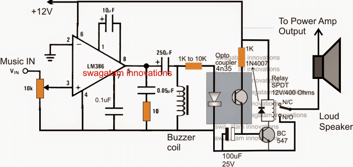 Music Triggered Amplifier Speaker Circuit - Homemade Circuit Projects