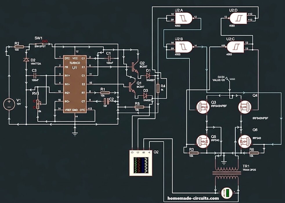 PWM Inverter Using IC TL494 Circuit – Homemade Circuit Projects