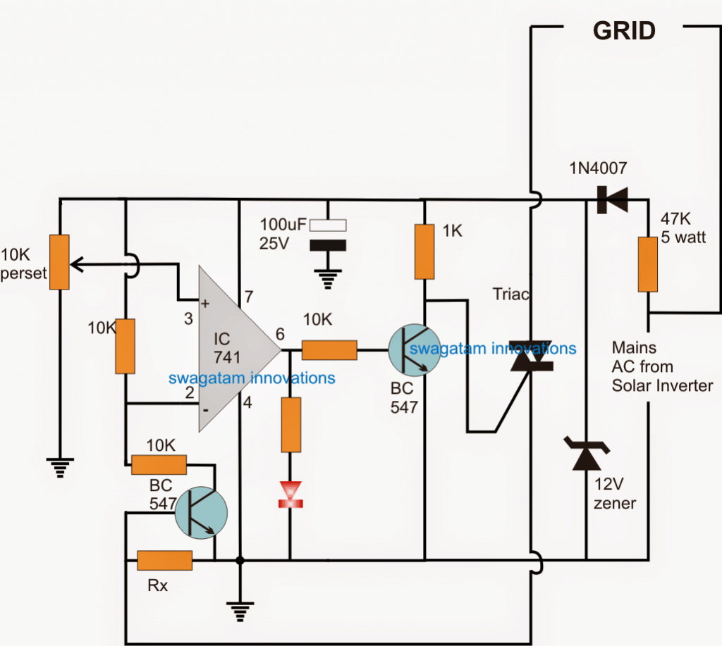 Grid Load Power Monitor Circuit for GTI | Homemade Circuit Projects
