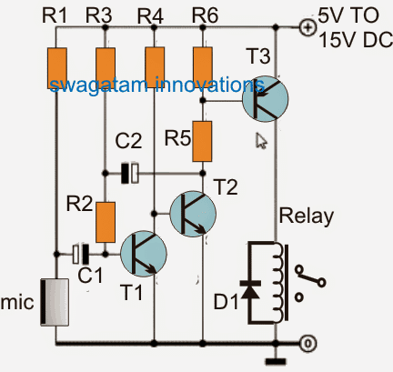 vibration detector using transistor and relay