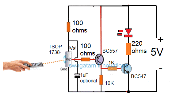 Basic TSOP1738 connection in a circuit