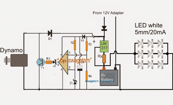 LED Lamp Circuit charged using  Dynamo