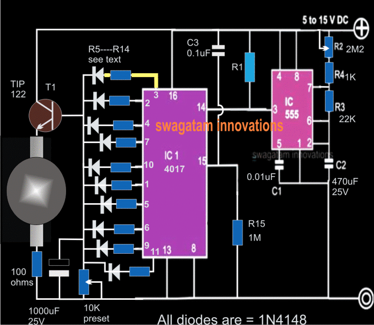 circuit for revolving police light using single LED