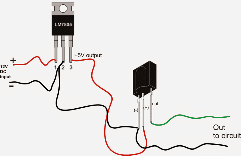 TSOP1738 connected with 7805 IC