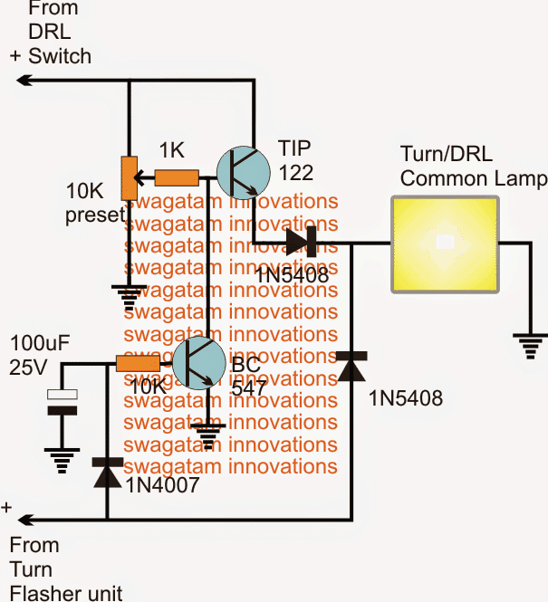 DRL and Turn Lights with Single Common Lamp