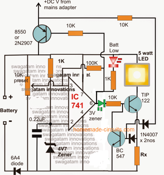 many feature emergency lamp smart circuit