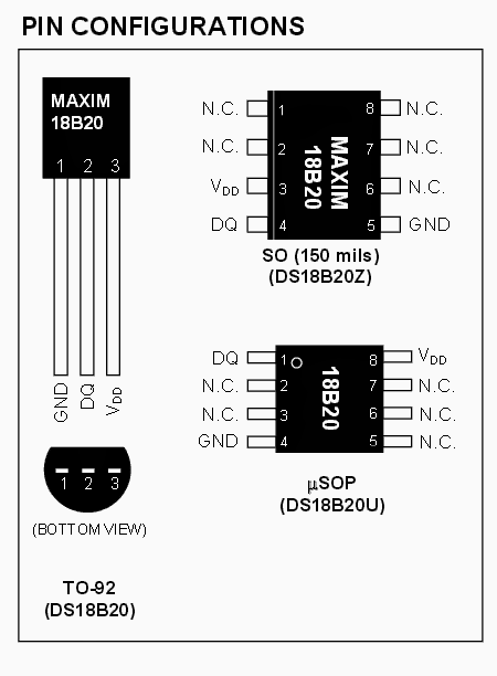 DS18B20 Digital Thermometer Specifications