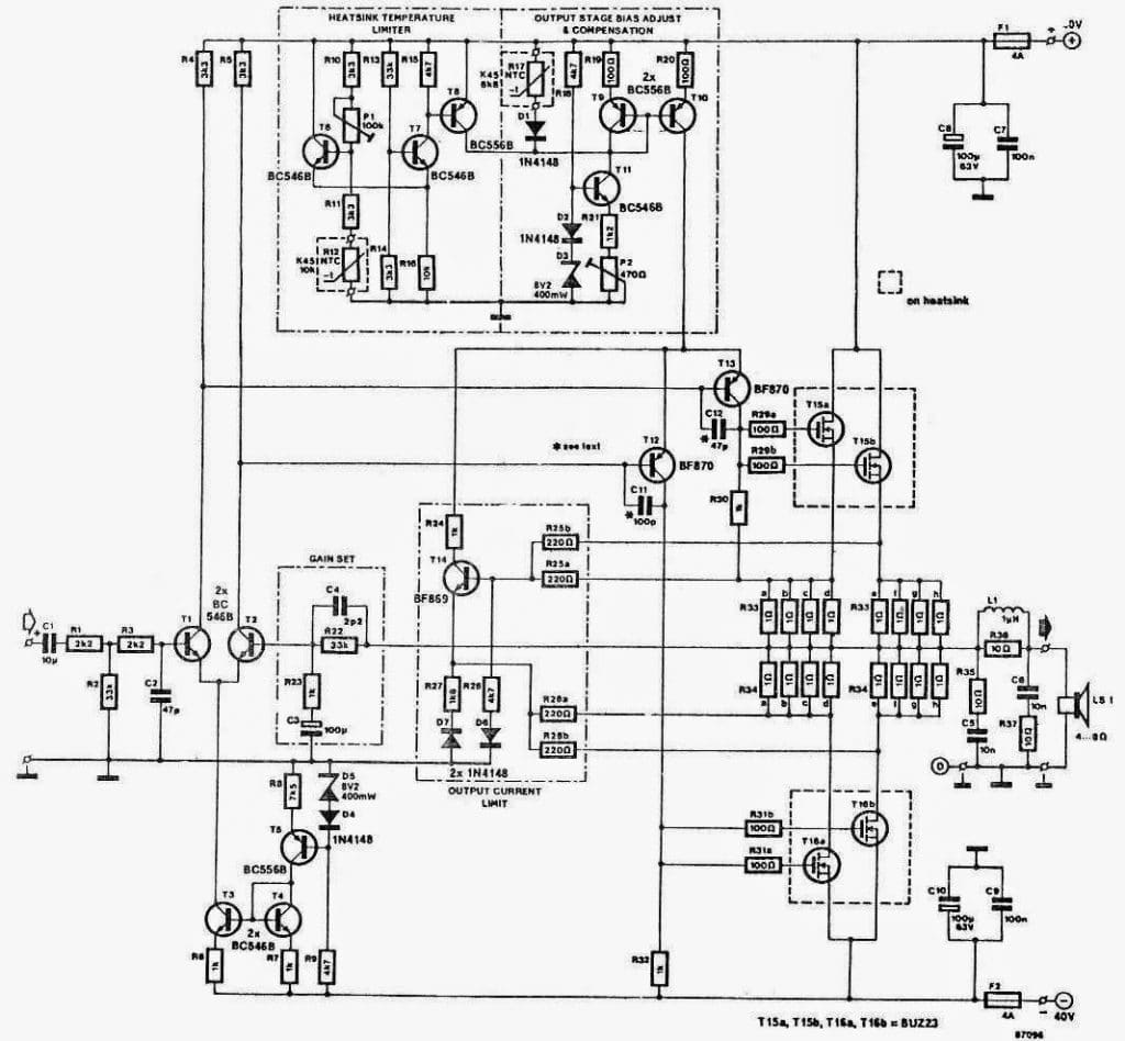 60W, 100W, 150W, 250W Power Amplifier Circuit