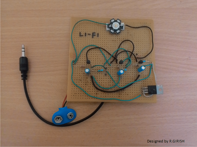 Tested prototype of the Li-Fi Circuit