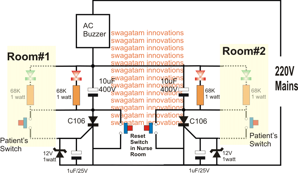 SCR based Hospital Room Call Bell Circuit