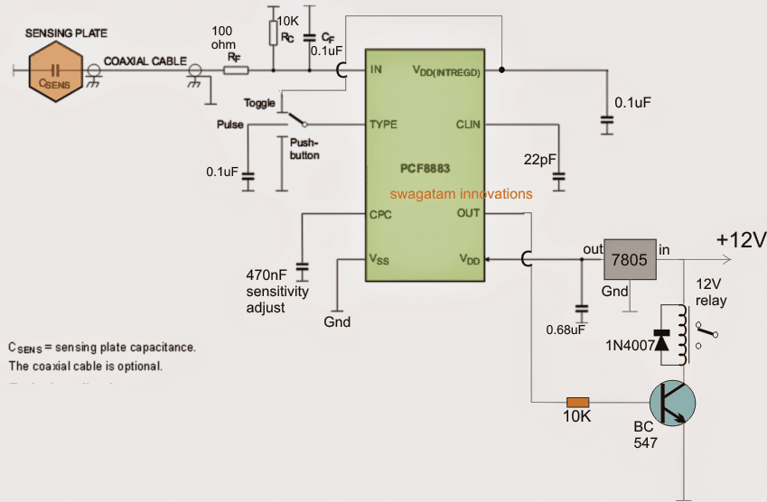 PCF8883 proximity sensor circuit diagram