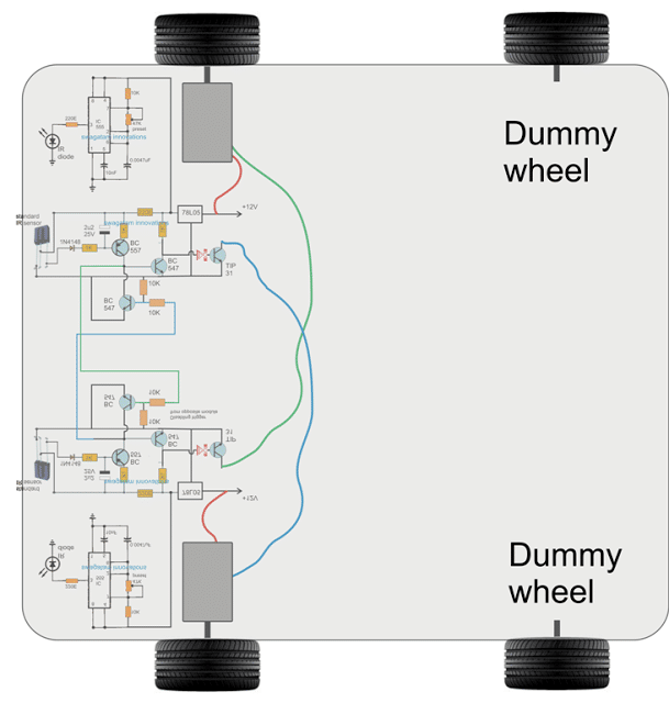 Obstacle Avoiding Robot Circuit without Microcontroller Circuit Diagram