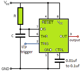 Simple Monostable Circuit Using IC 555