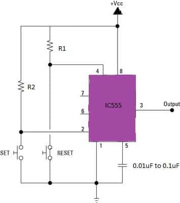 Simple Bistable Circuit Using IC 555