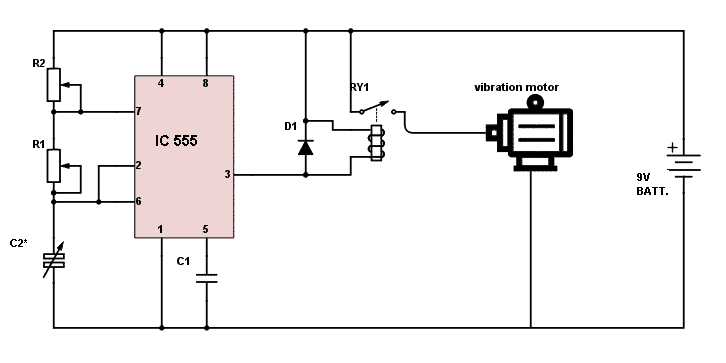 IC 555 pressure activated switch circuit