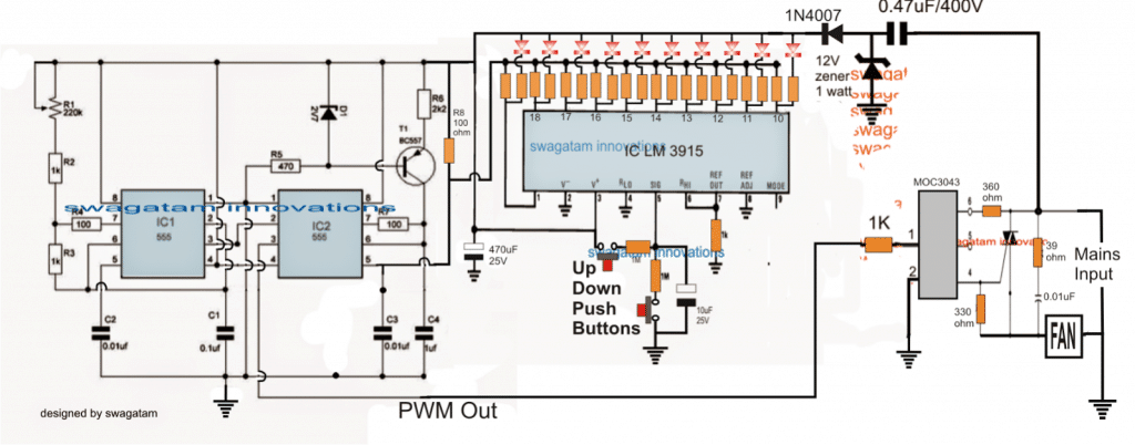 Push Button Fan Regulator Circuit with Display