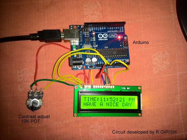 wire connection between the LCD and Arduino