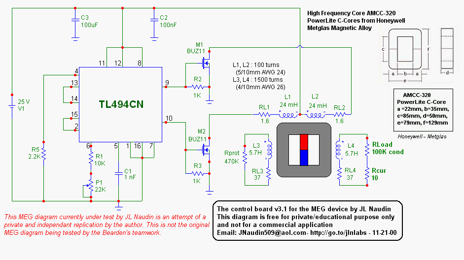 TL494 circuit  for powering the primary coils of MEG