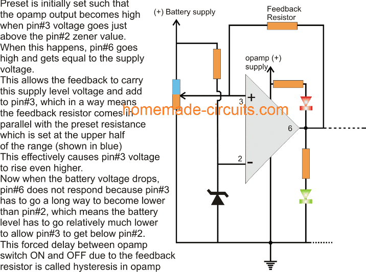 how hysteresis in opamp is implemented