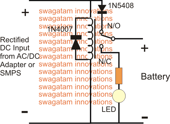 high power emergency light circuit with relay and high watt LEDs