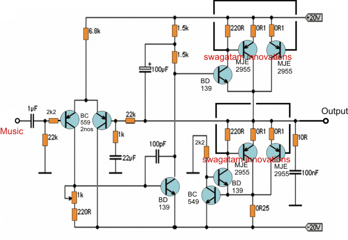Simple Audio Amplifier Circuit 8 Watt Audio Amp