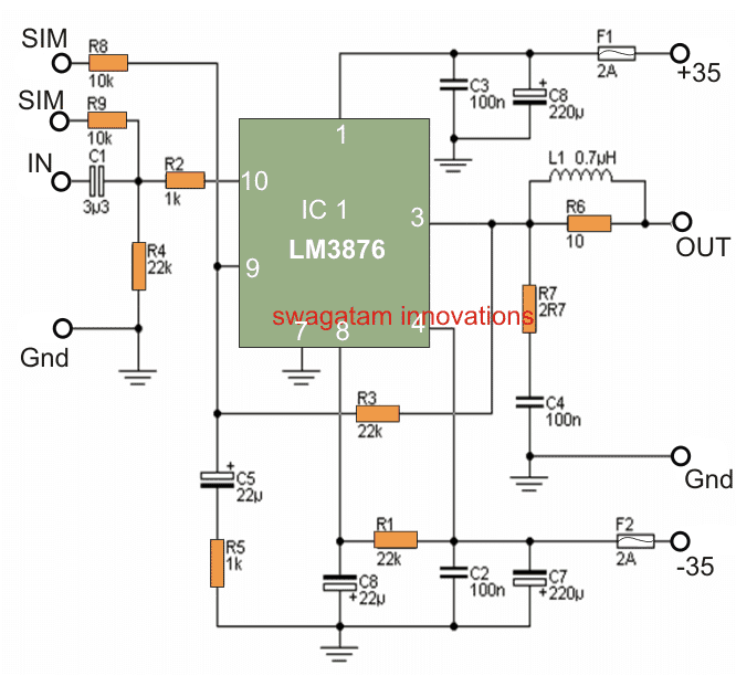 Simple 50 Watt Power Amplifier Circuit