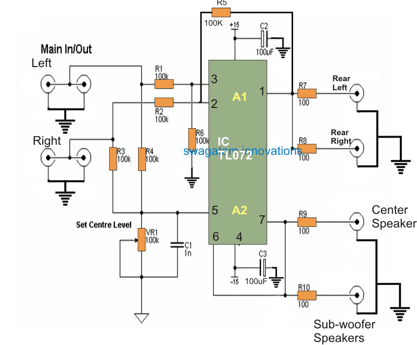 simple surround sound decoder circuit