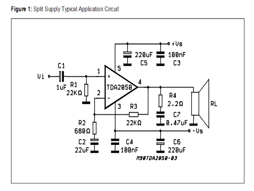 32 watt Amplifier Circuit using TDA2050