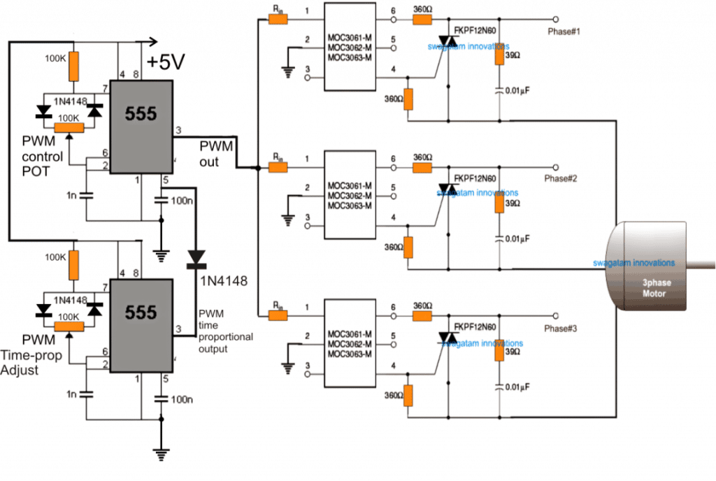 induction motor speed control circuit using zero crossing detector opto couplers