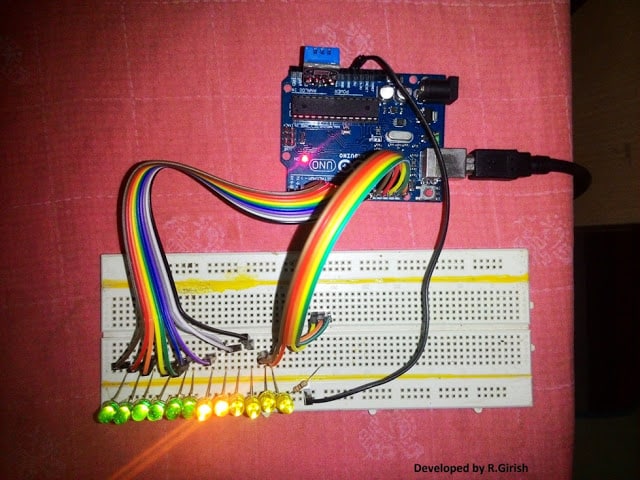 working prototype of LED Room Thermometer Circuit