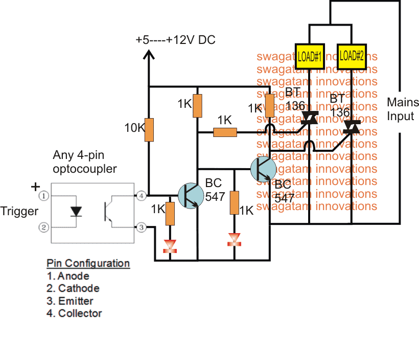 Triac based SPDT Relay Switch Circuit