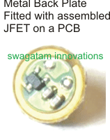 electret mic metal back plate fitted with assembled JFET PCB