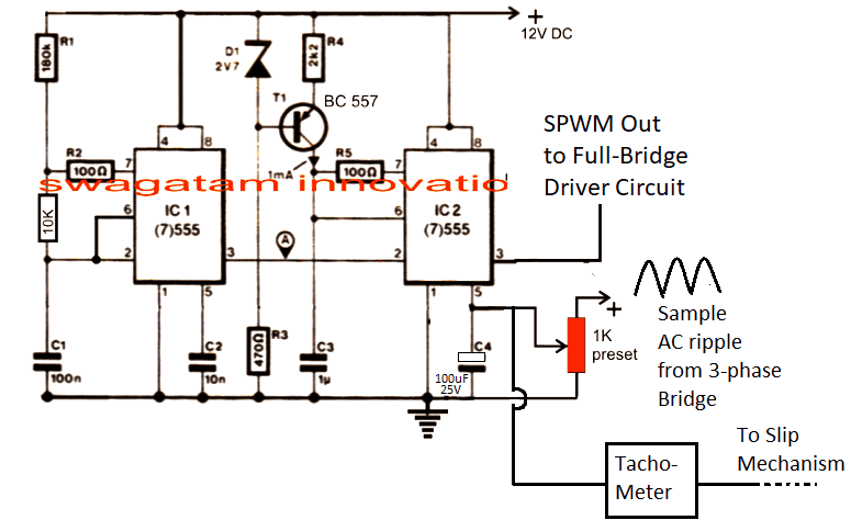 Automatic V/Hz PWM Processor Circuit using IC 555