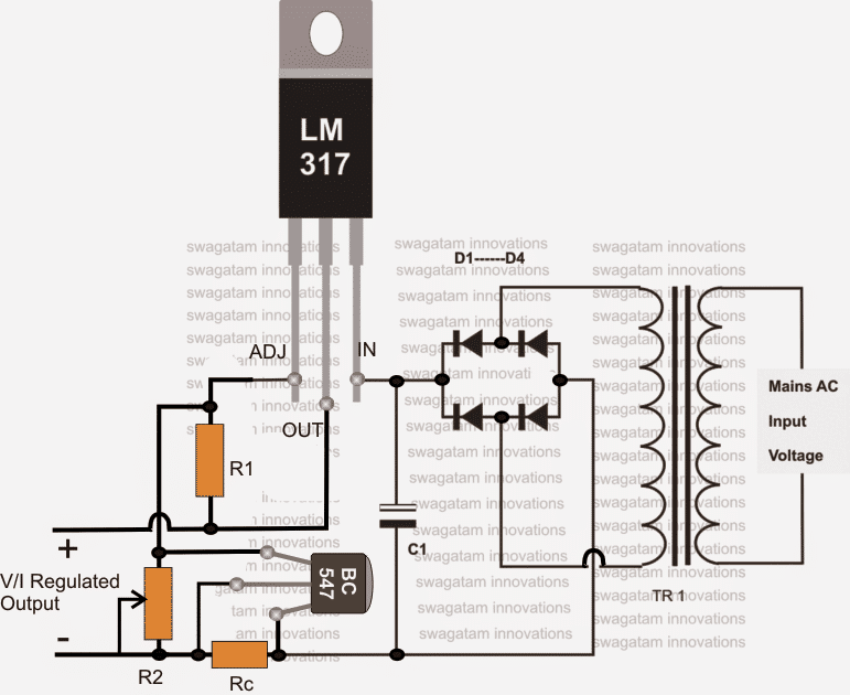 LM317HV high voltage 0-60V variable regulated power supply circuit Diagram
