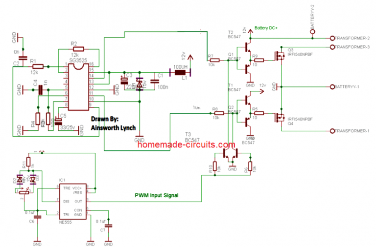 3 High Power SG3525 Pure Sinewave Inverter Circuits | Homemade Circuit