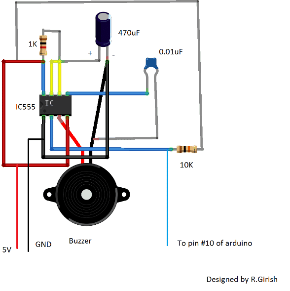 IC 555 buzzer circuit