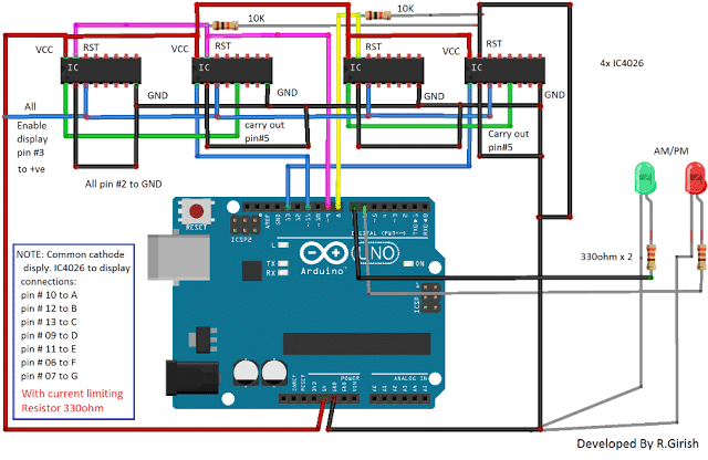 7 Segment Digital Clock with Beep Alert Circuit