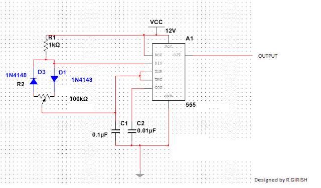 IC 555 pwm with pot and 1N4148