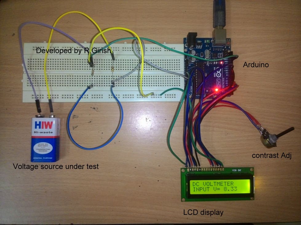 Arduino based DC Voltmeter Test Results